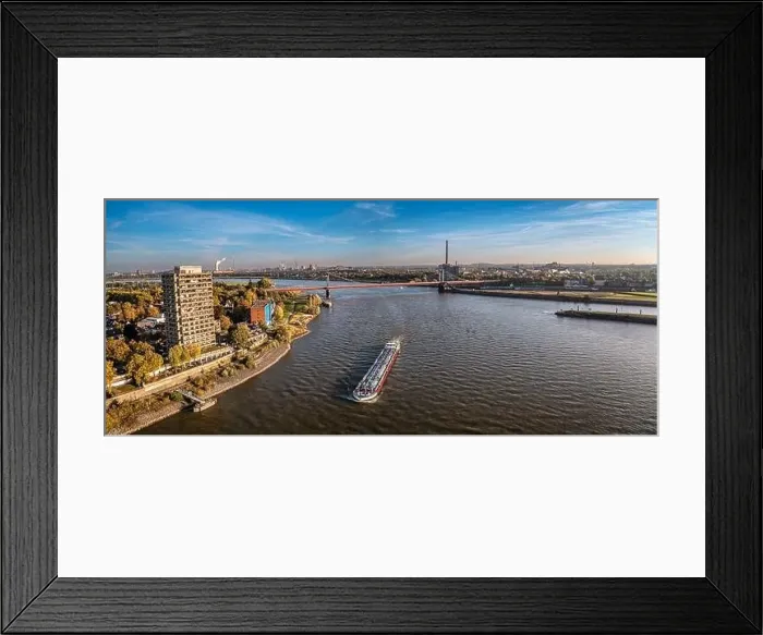 Framed Print : Duisburg Ruhr Area. Rhein River. Drone Aerial in autumn Framed Print : Duisburg Ruhr Area. Rhein River. Drone Aerial in autumn