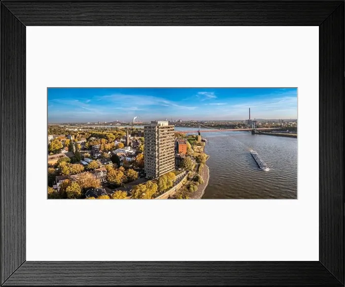 Framed Print : Duisburg Ruhr Area. Rhein River. Drone Aerial in autumn Framed Print : Duisburg Ruhr Area. Rhein River. Drone Aerial in autumn
