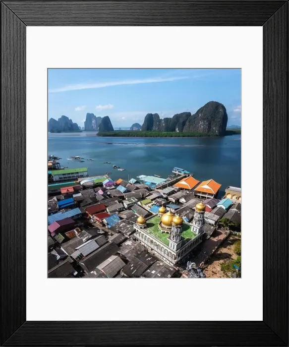 Framed Print : Aerial view of Ko Panyi or Koh Panyee muslim fishing village in Phang Nga Province, Thailand Framed Print : Aerial view of Ko Panyi or Koh Panyee muslim fishing village in Phang Nga Province, Thailand
