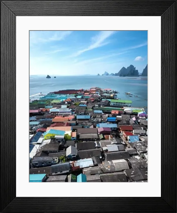 Framed Print : Aerial view of Ko Panyi or Koh Panyee muslim fishing village in Phang Nga Province, Thailand Framed Print : Aerial view of Ko Panyi or Koh Panyee muslim fishing village in Phang Nga Province, Thailand