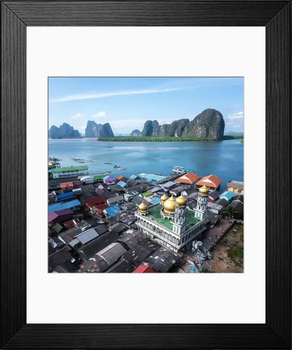 Framed Print : Aerial view of Ko Panyi or Koh Panyee muslim fishing village in Phang Nga Province, Thailand Framed Print : Aerial view of Ko Panyi or Koh Panyee muslim fishing village in Phang Nga Province, Thailand