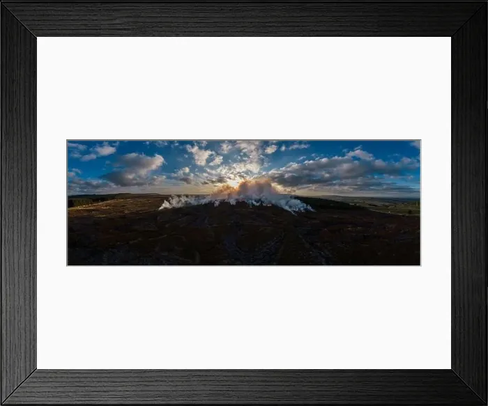 Framed Print : Heather burning on moorland above Holmfirth in West Yorkshire Framed Print : Heather burning on moorland above Holmfirth in West Yorkshire