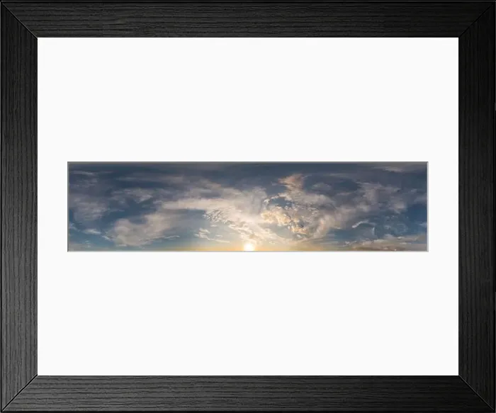 Framed Print : Blue sunset sky panorama with puffy Cumulus clouds Framed Print : Blue sunset sky panorama with puffy Cumulus clouds