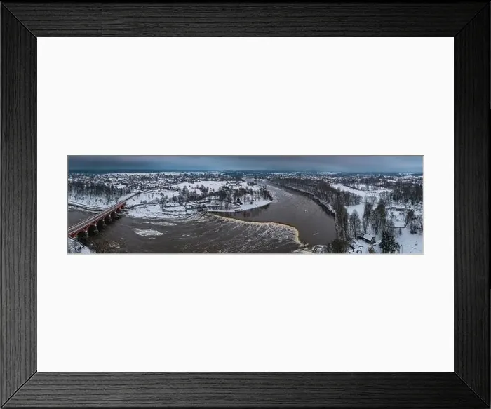 Framed Print : Aerial view of Venta river in Kuldiga, Latvia. Venta rapid Framed Print : Aerial view of Venta river in Kuldiga, Latvia. Venta rapid