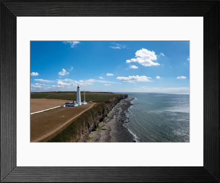Framed Print : aerial landscape view of the Nash Point Lighthouse and Monknash Coast in South Wales