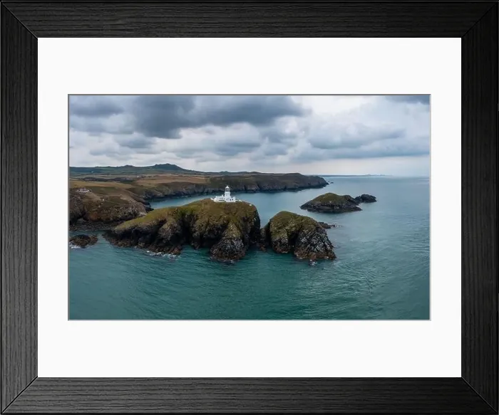 Framed Print : aerial landscape view of the Pembrokeshire coast with the historic Strumble Head Lighthouse Framed Print : aerial landscape view of the Pembrokeshire coast with the historic Strumble Head Lighthouse