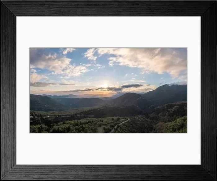 Framed Print : Green mountain forest landscape at sunrise Framed Print : Green mountain forest landscape at sunrise
