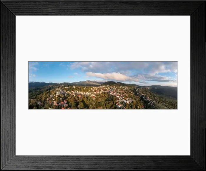Framed Print : Greece, mountain village Kosmas aerial panoramic view Framed Print : Greece, mountain village Kosmas aerial panoramic view