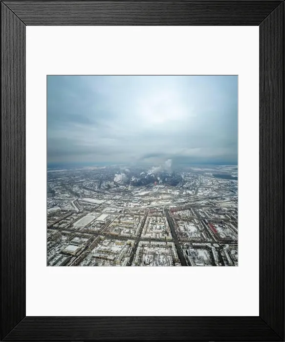 Framed Print : Winter view of the center of the city Nizhny Tagil and metallurgical plant from above Framed Print : Winter view of the center of the city Nizhny Tagil and metallurgical plant from above