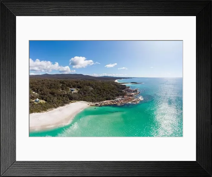 Framed Print : An aerial view of the iconic lichen covered rocks and turqoise ocean water in the Bay of Fires near Binalong Bay Framed Print : An aerial view of the iconic lichen covered rocks and turqoise ocean water in the Bay of Fires near Binalong Bay