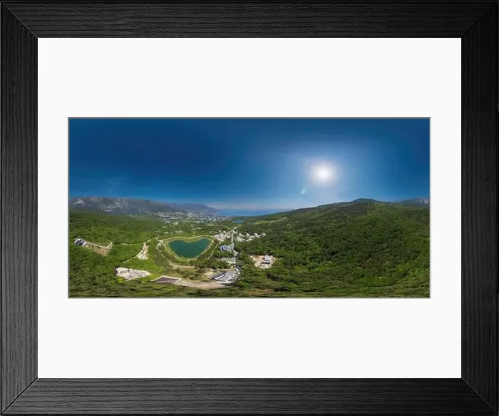 Framed Print : Heart shaped love lake shot in city near the sea Framed Print : Heart shaped love lake shot in city near the sea