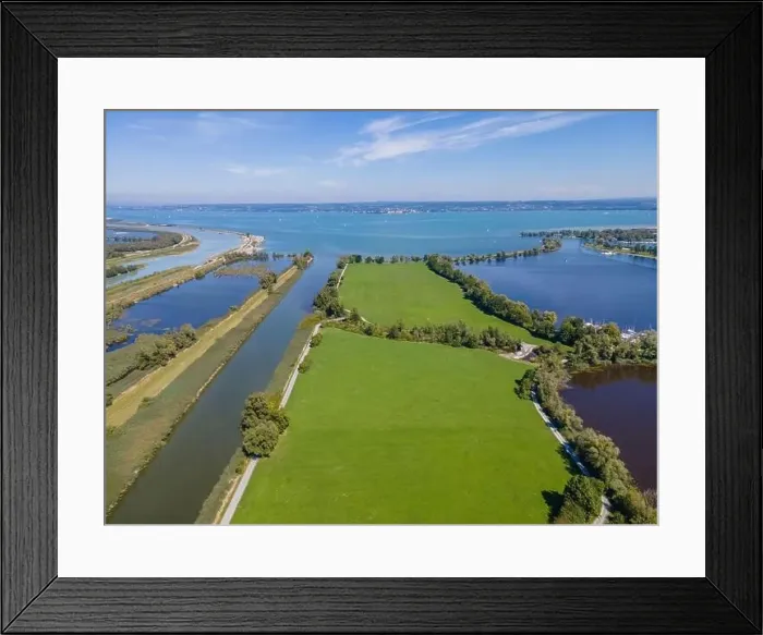 Framed Print : aerial shot over the mouth of the Rhine in Hard, Austria Framed Print : aerial shot over the mouth of the Rhine in Hard, Austria