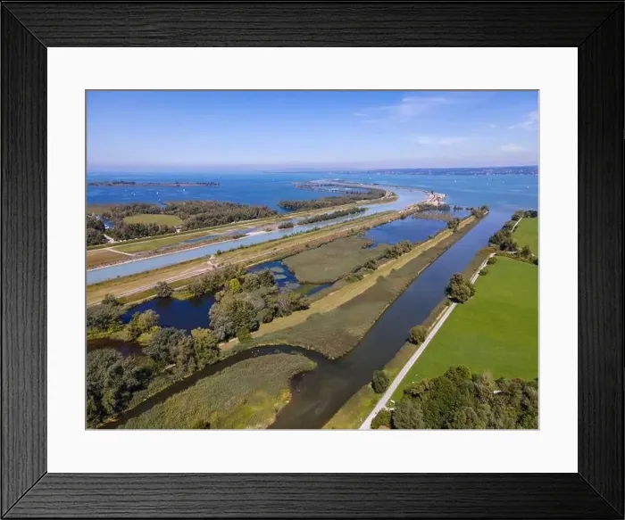 Framed Print : aerial shot over the mouth of the Rhine in Hard, Austria Framed Print : aerial shot over the mouth of the Rhine in Hard, Austria