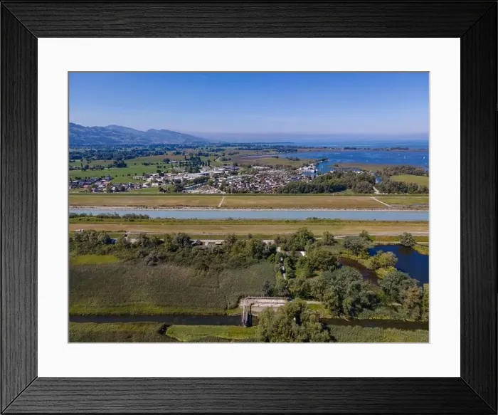 Framed Print : aerial shot over the mouth of the Rhine in Hard, Austria