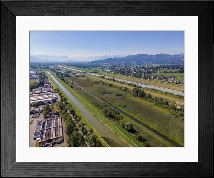 Framed Print : aerial shot over the mouth of the Rhine in Hard, Austria Framed Print : aerial shot over the mouth of the Rhine in Hard, Austria