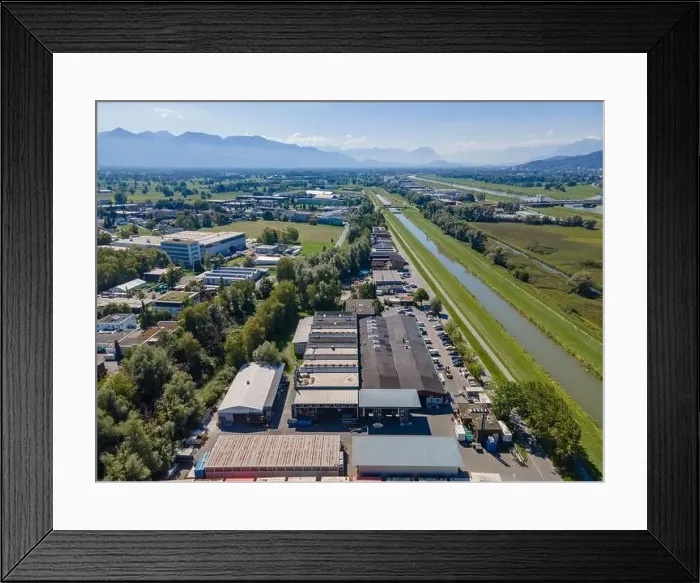 Framed Print : aerial shot over the mouth of the Rhine in Hard, Austria Framed Print : aerial shot over the mouth of the Rhine in Hard, Austria
