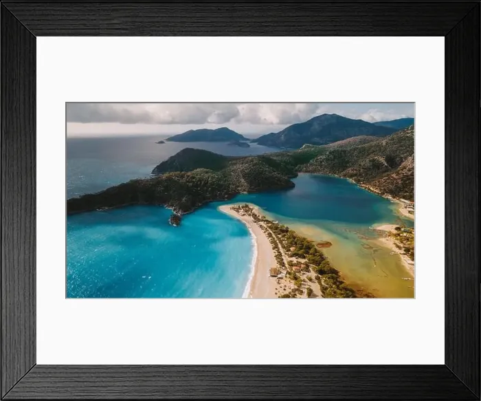 Framed Print : Breathtaking drone view of sandy Oludeniz Beach located near turquoise sea water Framed Print : Breathtaking drone view of sandy Oludeniz Beach located near turquoise sea water