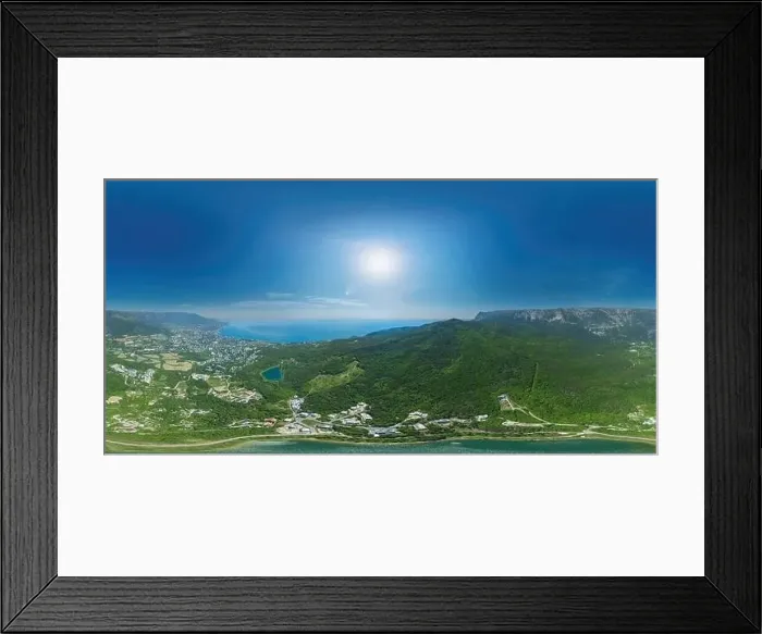Framed Print : Panorama over Heart shaped love lake shot in city near the sea Framed Print : Panorama over Heart shaped love lake shot in city near the sea