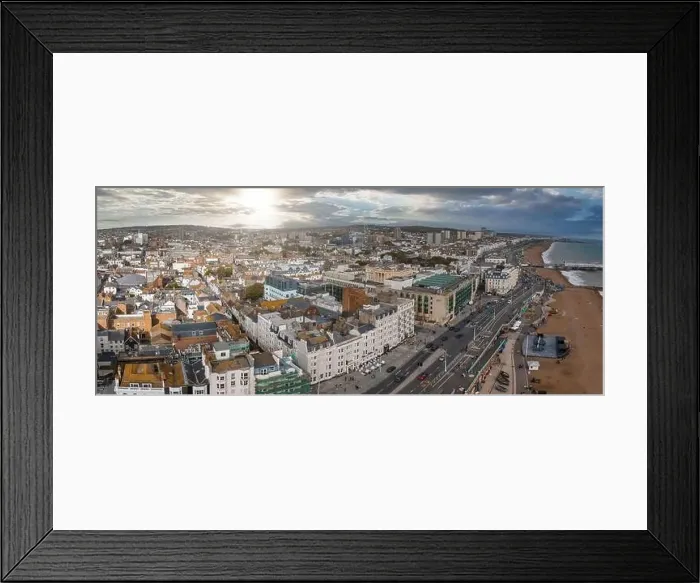 Framed Print : Beautiful Brighton beach view. Magical sunset and stormy weather in Brighton Framed Print : Beautiful Brighton beach view. Magical sunset and stormy weather in Brighton