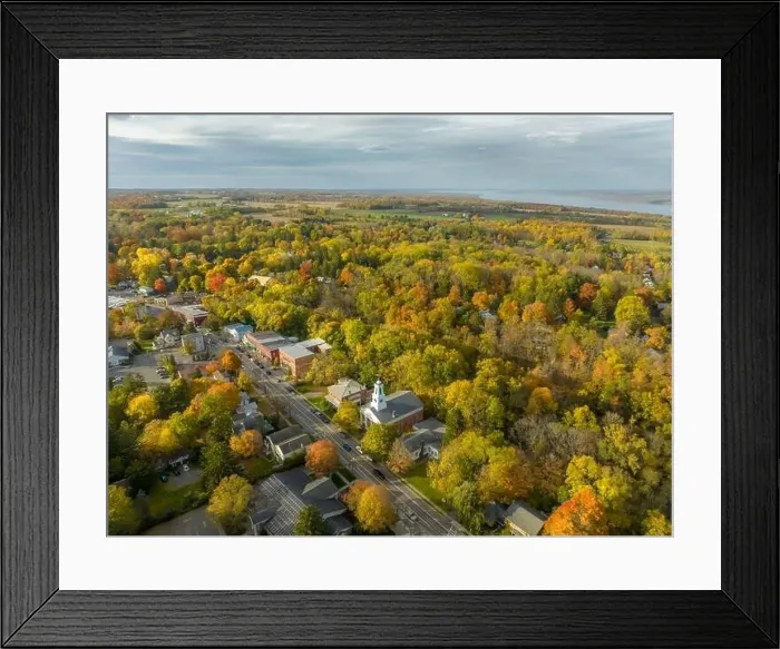 Framed Print : 10-16-2022, Late afternoon aerial autumn image of the area surrounding the Village of Trumansburg, NY, USA Framed Print : 10-16-2022, Late afternoon aerial autumn image of the area surrounding the Village of Trumansburg, NY, USA