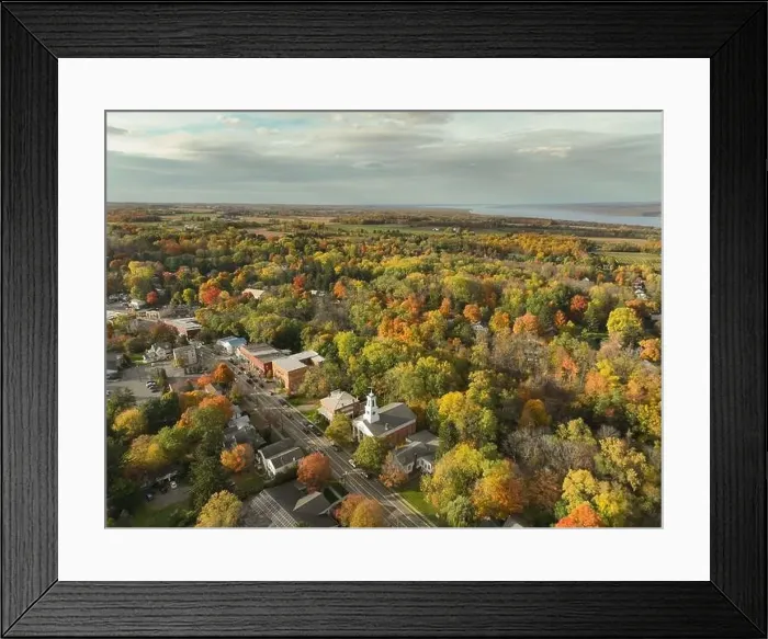 Framed Print : 10-16-2022, Late afternoon aerial autumn image of the area surrounding the Village of Trumansburg, NY, USA Framed Print : 10-16-2022, Late afternoon aerial autumn image of the area surrounding the Village of Trumansburg, NY, USA