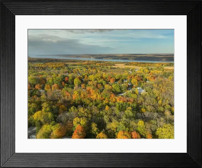 Framed Print : 10-16-2022, Late afternoon aerial autumn image of the area surrounding the Village of Trumansburg, NY, USA Framed Print : 10-16-2022, Late afternoon aerial autumn image of the area surrounding the Village of Trumansburg, NY, USA