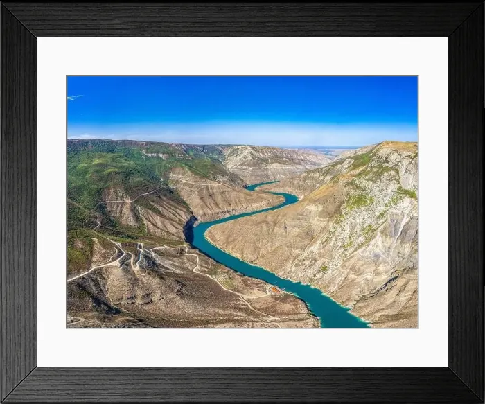 Framed Print : Aerial drone view to deep Sulak canyons Framed Print : Aerial drone view to deep Sulak canyons