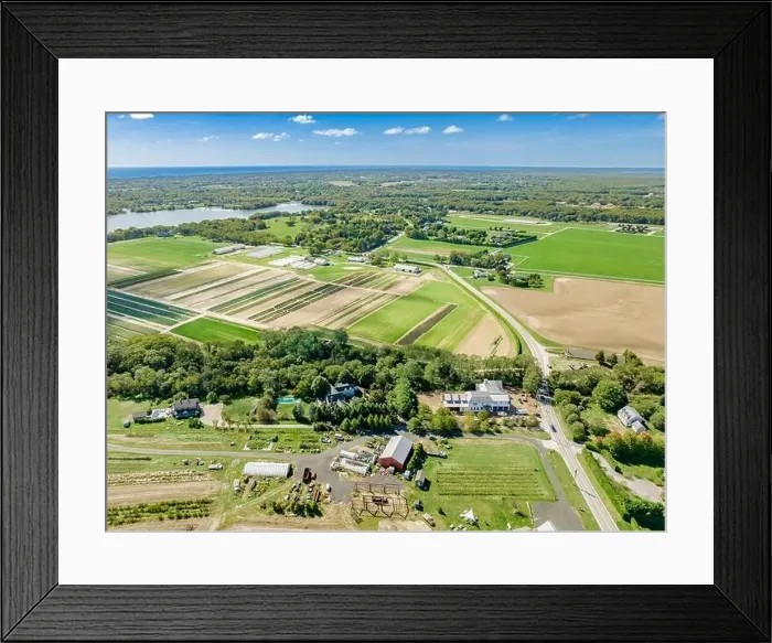 Framed Print : Aerial view of Deerfield road, Head of Pond and vicinity Framed Print : Aerial view of Deerfield road, Head of Pond and vicinity