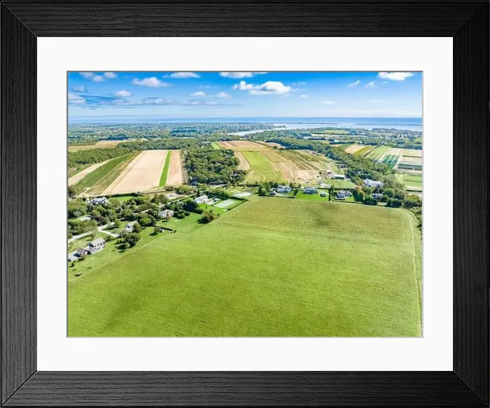 Framed Print : Aerial view of head of pond road and surrounding area Framed Print : Aerial view of head of pond road and surrounding area