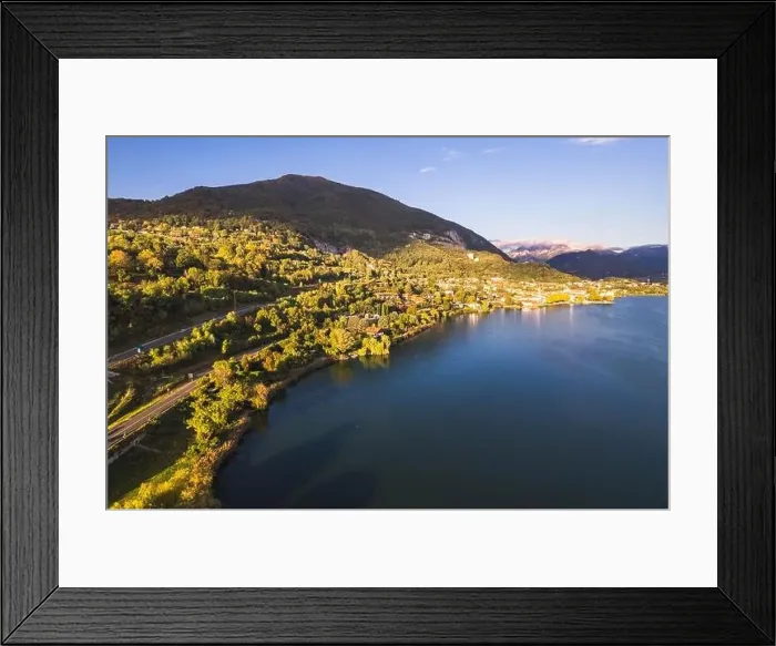 Framed Print : Aerial view of landscape of Pusiano lake in Brianza, Lombardy, Italy Framed Print : Aerial view of landscape of Pusiano lake in Brianza, Lombardy, Italy