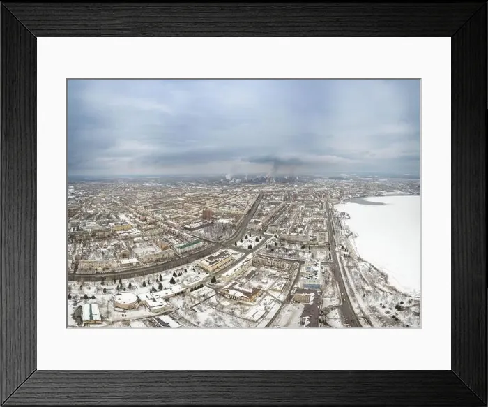 Framed Print : Winter view of the embankment of the city Nizhny Tagil and metallurgical plant from above Framed Print : Winter view of the embankment of the city Nizhny Tagil and metallurgical plant from above