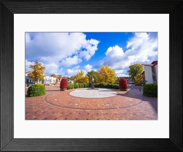 Framed Print : Colorful autumn landscape panorama at Birstonas resort
