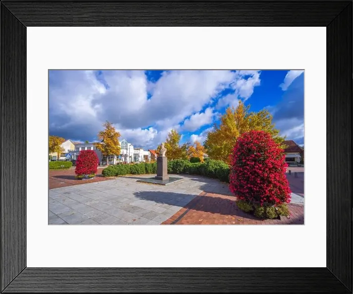 Framed Print : Colorful autumn landscape panorama at Birstonas resort