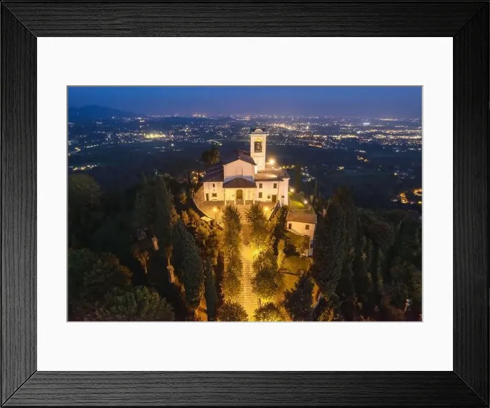 Framed Print : Aerial view of the beautiful church during dawn, Montevecchia, Lombardy, Italy