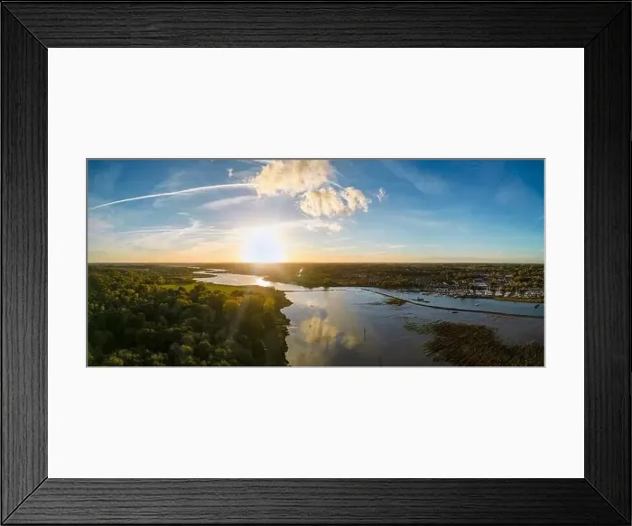 Framed Print : An aerial view at sunset over the River Deben at Melton in Suffolk, UK Framed Print : An aerial view at sunset over the River Deben at Melton in Suffolk, UK