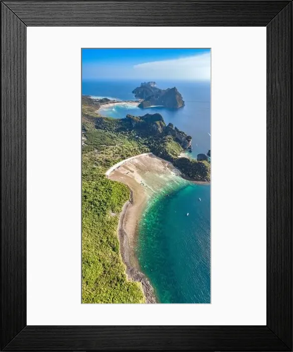 Framed Print : Aerial view of Loh Lana Bay at sunset in koh Phi Phi islands, Krabi, Thailand Framed Print : Aerial view of Loh Lana Bay at sunset in koh Phi Phi islands, Krabi, Thailand