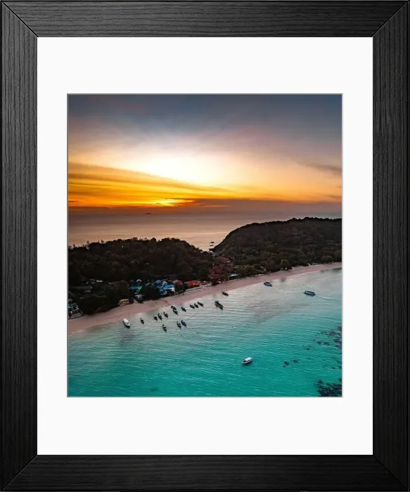 Framed Print : Aerial view of Laem Tong Beach or Laemtong bay in koh Phi Phi, Krabi, Thailand Framed Print : Aerial view of Laem Tong Beach or Laemtong bay in koh Phi Phi, Krabi, Thailand