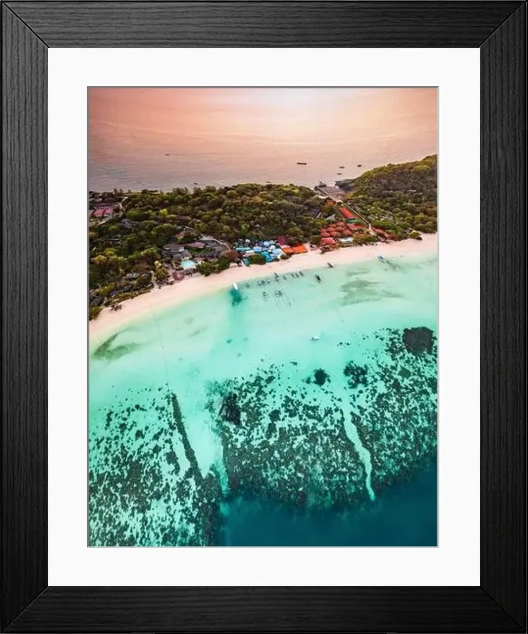 Framed Print : Aerial view of Laem Tong Beach or Laemtong bay in koh Phi Phi, Krabi, Thailand Framed Print : Aerial view of Laem Tong Beach or Laemtong bay in koh Phi Phi, Krabi, Thailand