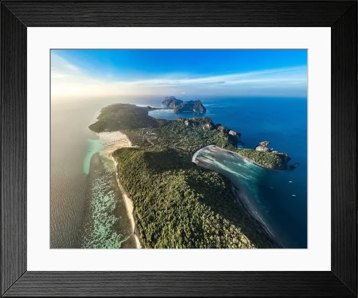 Framed Print : Aerial view of Laem Tong Beach or Laemtong bay in koh Phi Phi, Krabi, Thailand Framed Print : Aerial view of Laem Tong Beach or Laemtong bay in koh Phi Phi, Krabi, Thailand