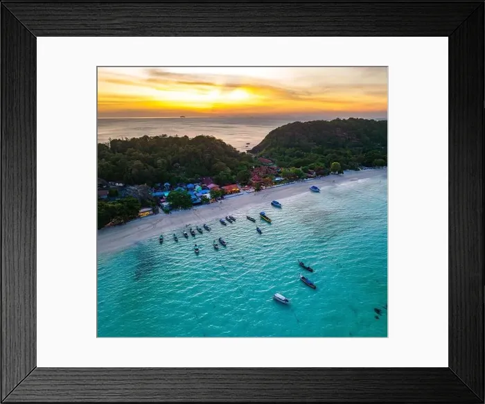 Framed Print : Aerial view of Laem Tong Beach or Laemtong bay in koh Phi Phi, Krabi, Thailand Framed Print : Aerial view of Laem Tong Beach or Laemtong bay in koh Phi Phi, Krabi, Thailand
