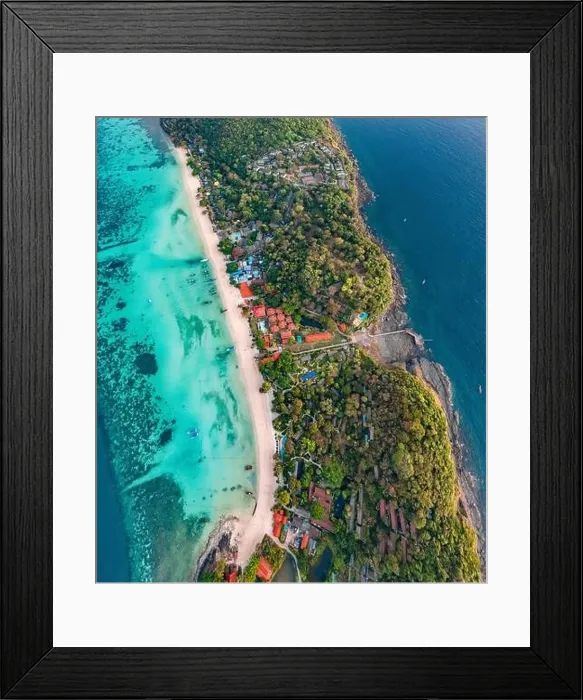 Framed Print : Aerial view of Laem Tong Beach or Laemtong bay in koh Phi Phi, Krabi, Thailand Framed Print : Aerial view of Laem Tong Beach or Laemtong bay in koh Phi Phi, Krabi, Thailand