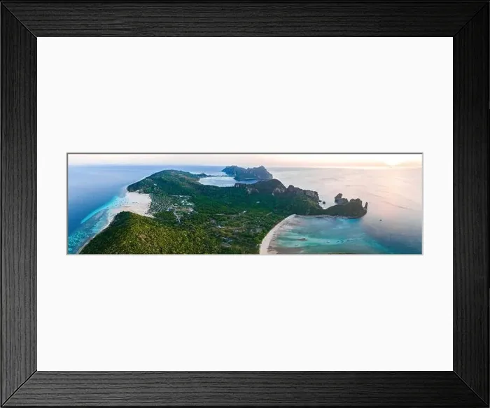 Framed Print : Aerial view of Loh Lana Bay at sunset in koh Phi Phi islands, Krabi, Thailand Framed Print : Aerial view of Loh Lana Bay at sunset in koh Phi Phi islands, Krabi, Thailand