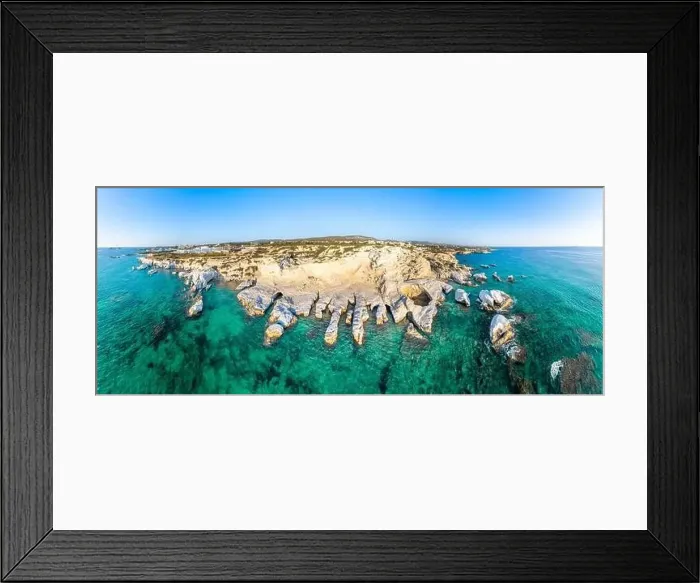 Framed Print : White rocks and sea caves coastal panorama view from above, near Paphos, Cyprus Framed Print : White rocks and sea caves coastal panorama view from above, near Paphos, Cyprus