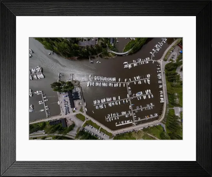 Framed Print : Aerial view of the marina in Espoo on a sunny summer day Framed Print : Aerial view of the marina in Espoo on a sunny summer day