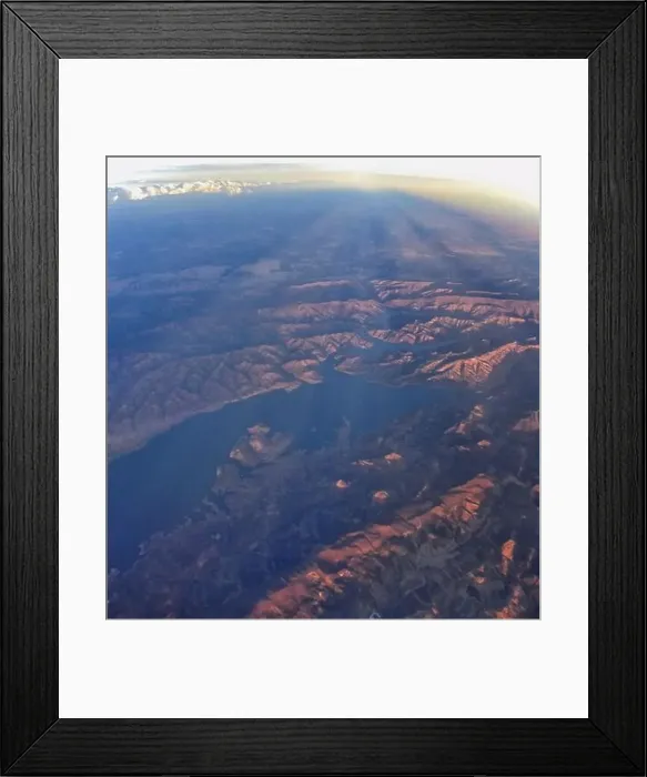 Framed Print : Lake Chabot and Upper San Leandro Reservoir Aerial view from airplane near San Francisco and San Jose. California. USA Framed Print : Lake Chabot and Upper San Leandro Reservoir Aerial view from airplane near San Francisco and San Jose. California. USA