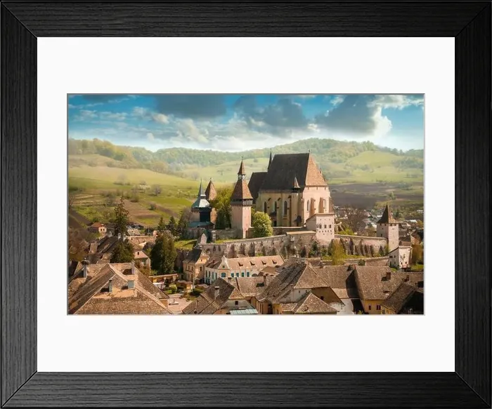 Framed Print : summer morning view of the cityscape of Biertan town Fortified Church, Transylvania, Romania, Europe Framed Print : summer morning view of the cityscape of Biertan town Fortified Church, Transylvania, Romania, Europe