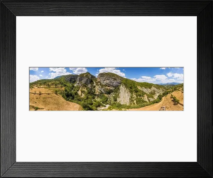Framed Print : Panorama of mountain around Sotira Waterfall in Albania in Summer Framed Print : Panorama of mountain around Sotira Waterfall in Albania in Summer