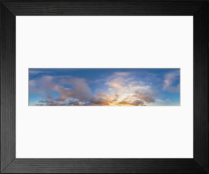 Framed Print : Dark blue sunset sky panorama with pink Cumulus clouds Framed Print : Dark blue sunset sky panorama with pink Cumulus clouds