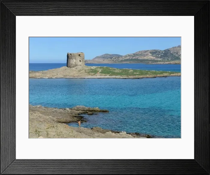 Framed Print : View at the beach of Pelosa at Stintino on Sardinia in Italy Framed Print : View at the beach of Pelosa at Stintino on Sardinia in Italy