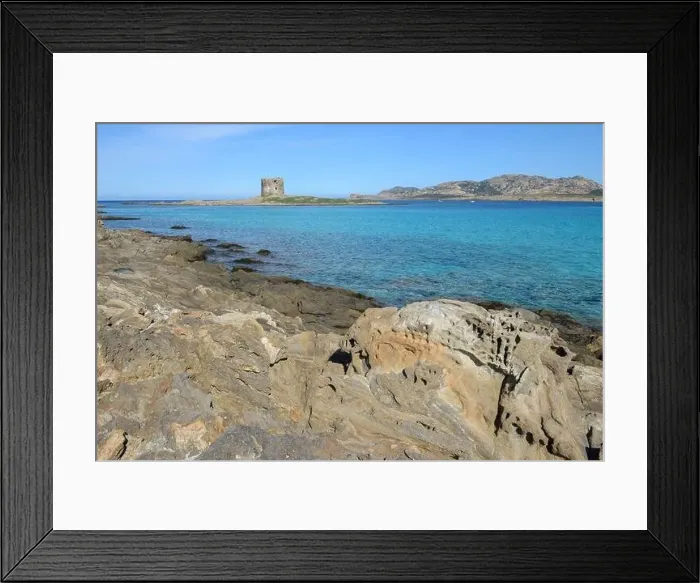 Framed Print : View at the beach of Pelosa at Stintino on Sardinia in Italy Framed Print : View at the beach of Pelosa at Stintino on Sardinia in Italy
